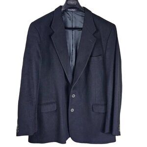 VTG San Felice Black Cashmere & Wool Blazer Sz 48L Ventless Quiet Luxury Formal
